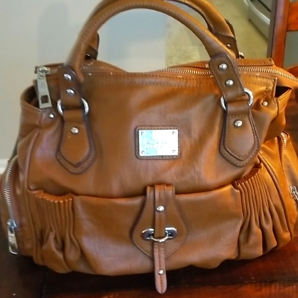 Jenna Kator Collection Satchel Bag Faux Leather Cognac